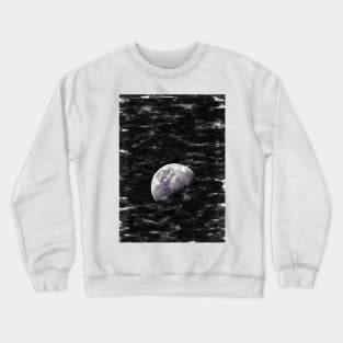 Partial Bright Moon In The Night Sky. For Moon Lovers. Crewneck Sweatshirt